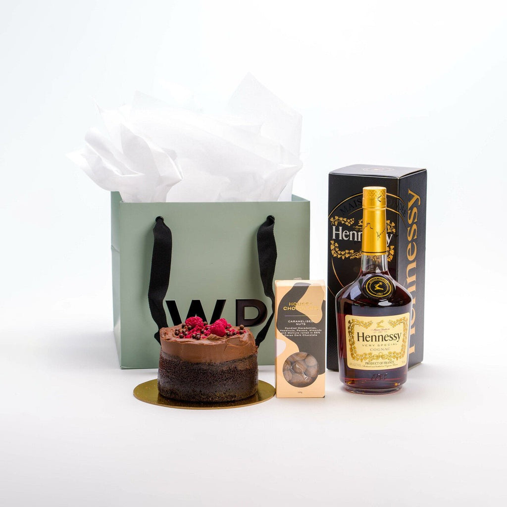 Cake and Cognac Gift - Wild Poppies -  Gift - Same Day Flower Delivery Auckland - Auckland Flower Delivery \ Florists - boutique gift boxes 