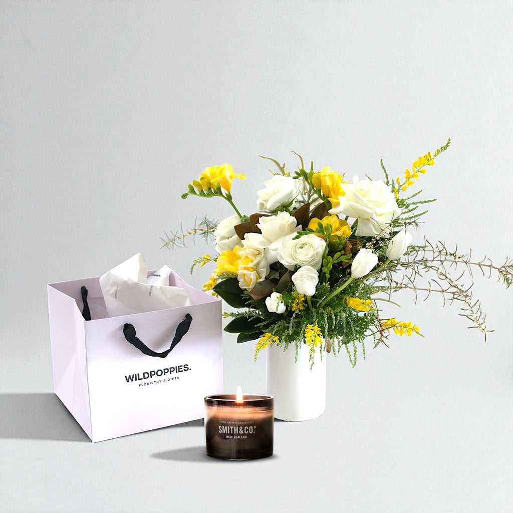 Spring Garden Flowers & Candle Gift - Wild Poppies - Flower - Same Day Flower Delivery Auckland - Auckland Flower Delivery \ Florists - boutique gift boxes