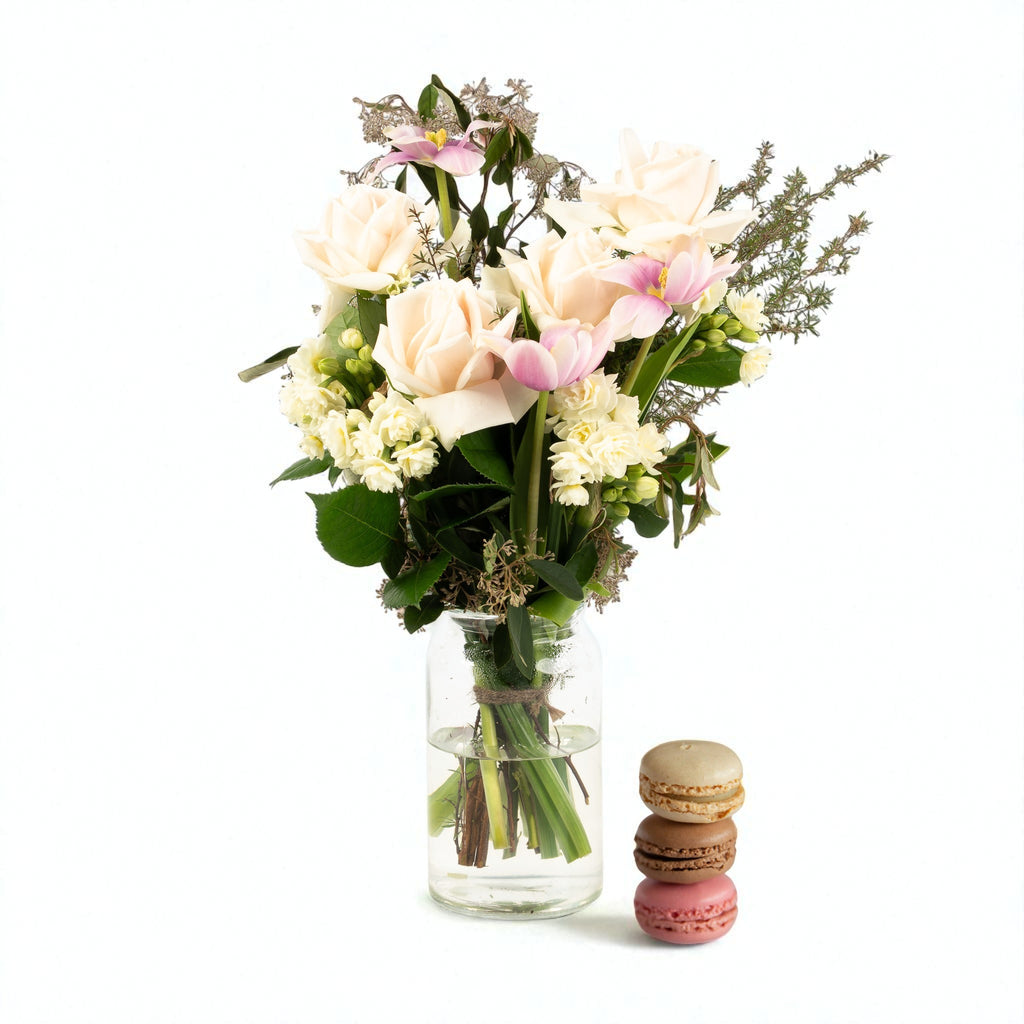 Flower Box with Macaroons -- Wild Poppies -  Flower - Same Day Flower Delivery Auckland - Auckland Flower Delivery \ Florists - boutique gift boxes