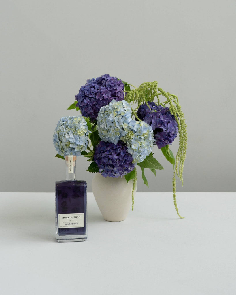Hydrangea Bouquet and Blueberry Gin Gift - Wild Poppies -  Flower - Same Day Flower Delivery Auckland - Auckland Flower Delivery - Florists - boutique gift boxes