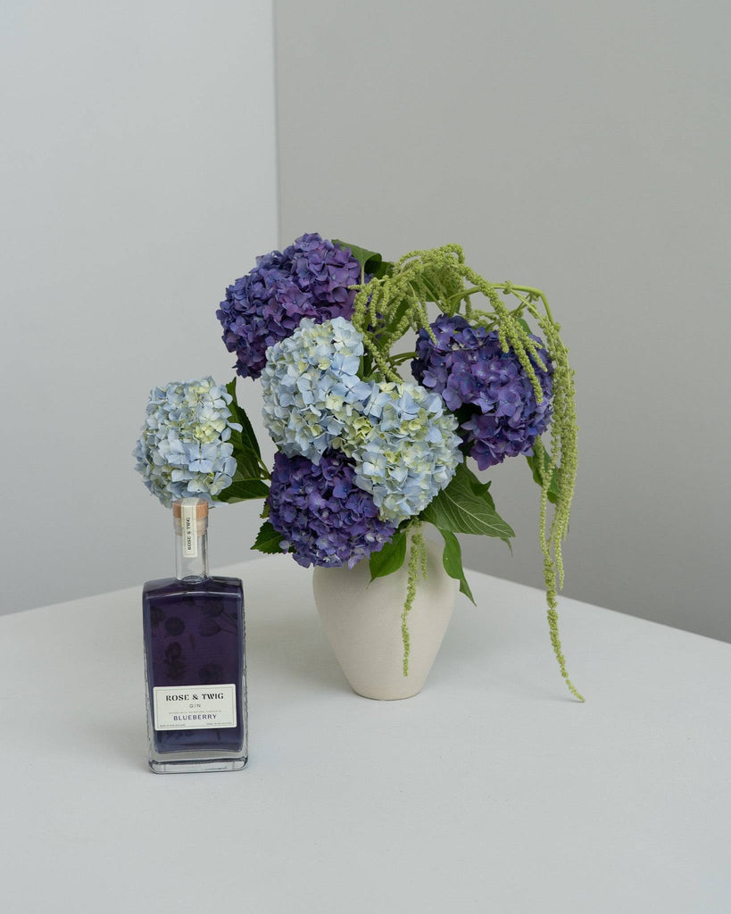 Hydrangea Bouquet and Blueberry Gin Gift - Wild Poppies -  Flower - Same Day Flower Delivery Auckland - Auckland Flower Delivery - Florists - boutique gift boxes