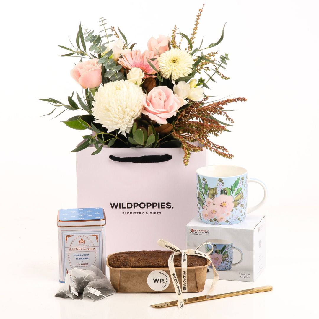 Limited Edition Tea Loaf Gift Set (Free Mug Included) - Wild Poppies -  Flower - Same Day Flower Delivery Auckland - Auckland Flower Delivery \ Florists - boutique gift boxes