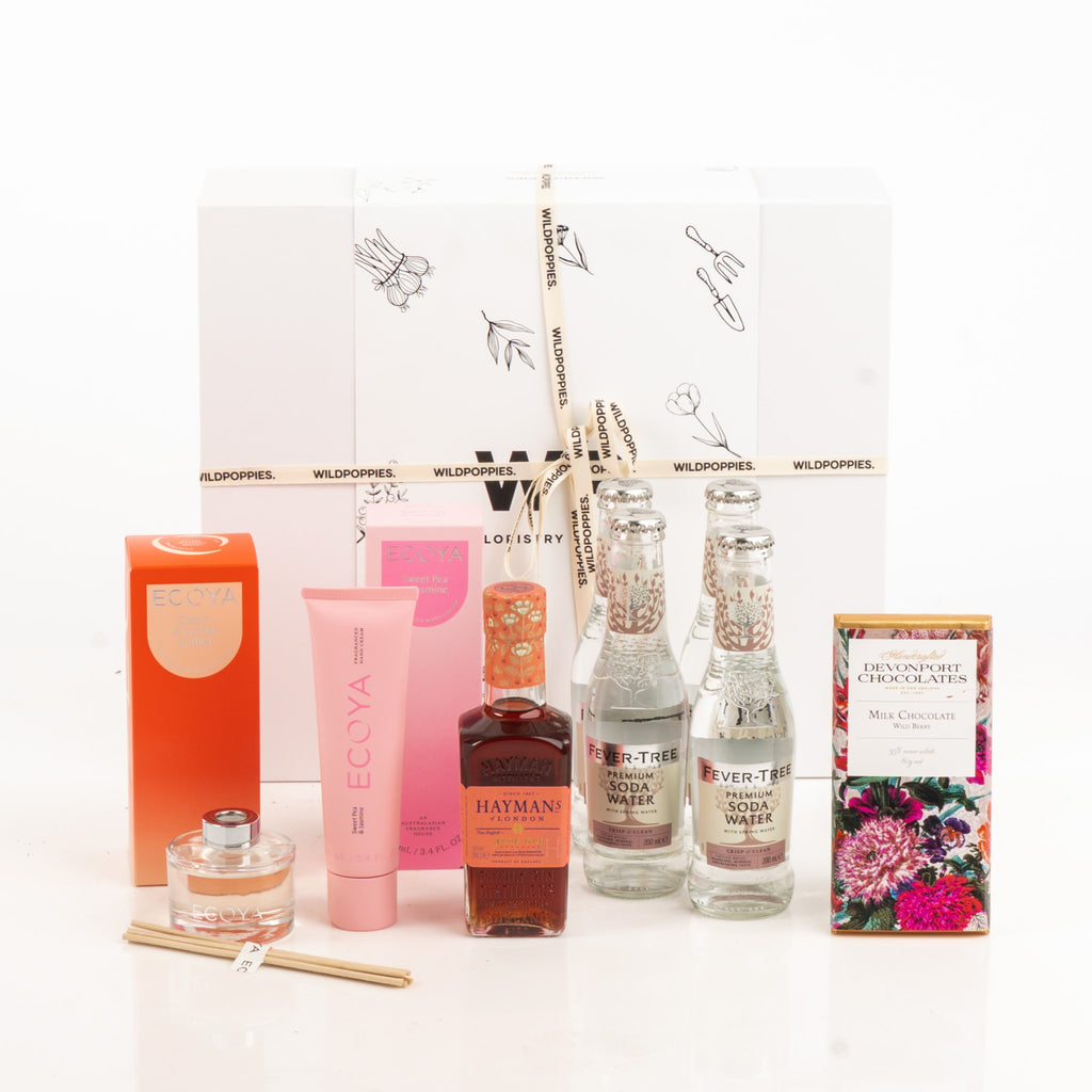 Mother's Day Gin Gift Box - Wild Poppies -  Flower - Same Day Flower Delivery Auckland - Auckland Flower Delivery \ Florists - boutique gift boxes