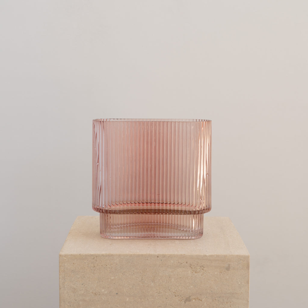 Ripple Pink Glass Vase
