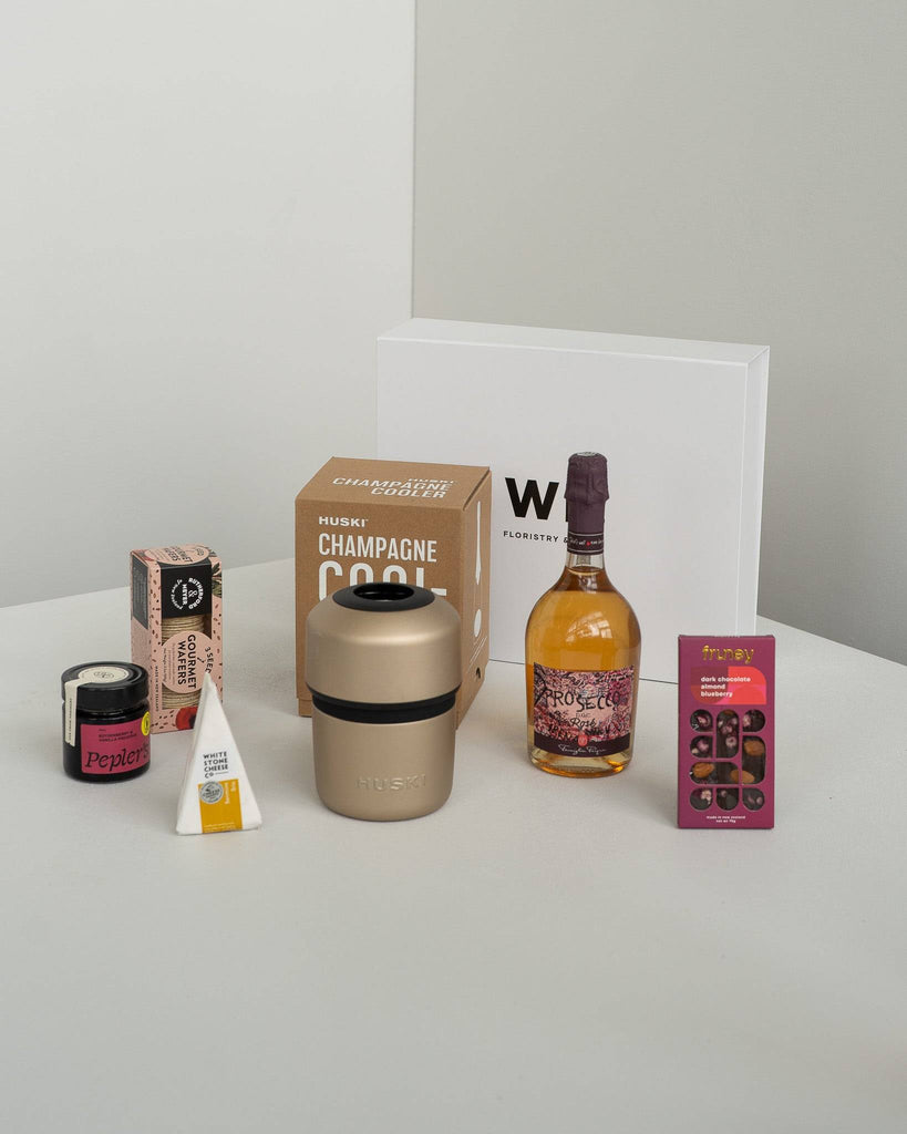 Sparkling Rose and Cheese Afternoon Set - Wild Poppies -  Flower - Same Day Flower Delivery Auckland - Auckland Flower Delivery - Florists - boutique gift boxes