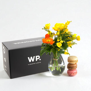 Flower Box - Golden Glow Bouquet (Free Box of Macaroons)
