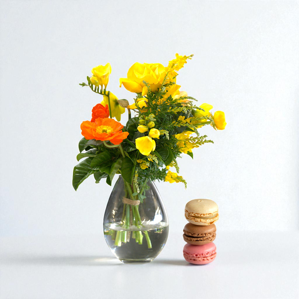 Flower Box - Golden Glow Bouquet - Wild Poppies -  Flower - Same Day Flower Delivery Auckland - Auckland Flower Delivery \ Florists - boutique gift boxes