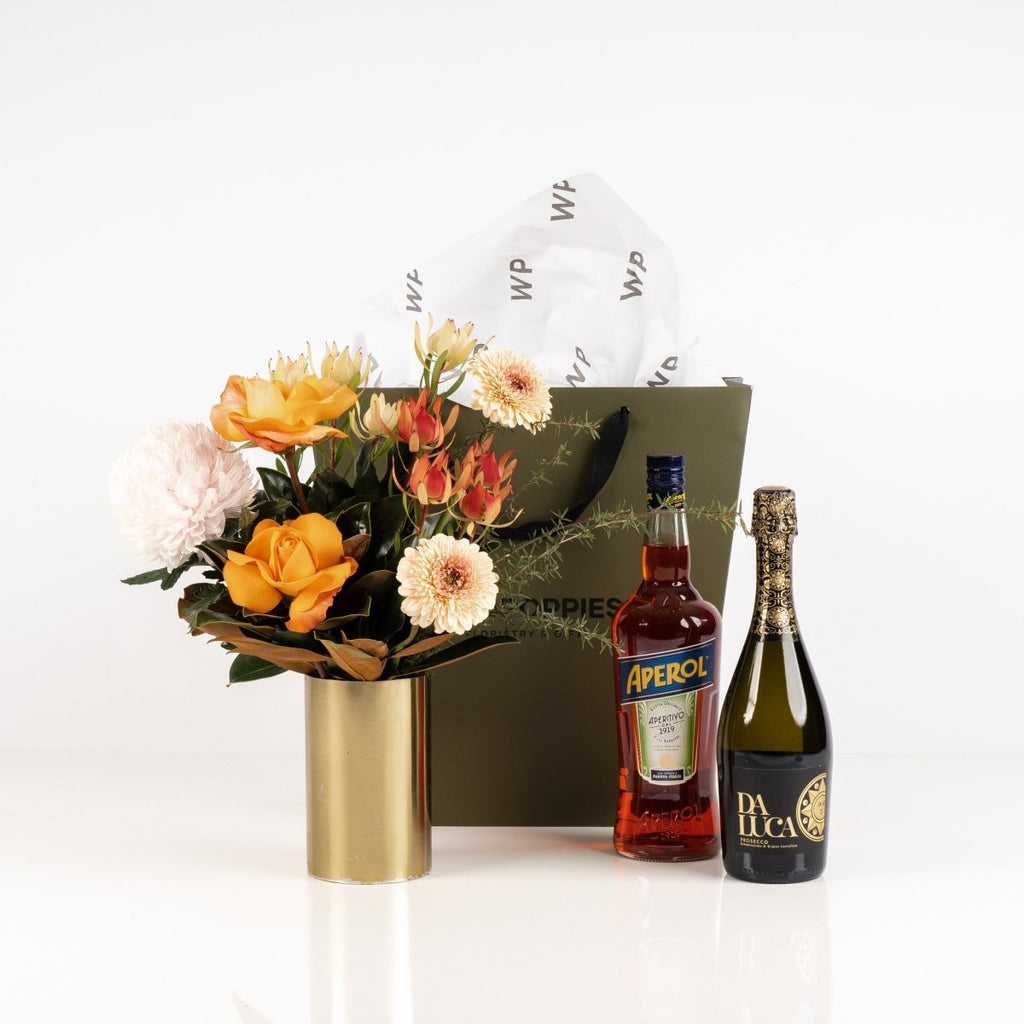 Aperol & Arrangements Gift - Wild Poppies -  Gift - Same Day Flower Delivery Auckland - Auckland Flower Delivery \ Florists - boutique gift boxes 