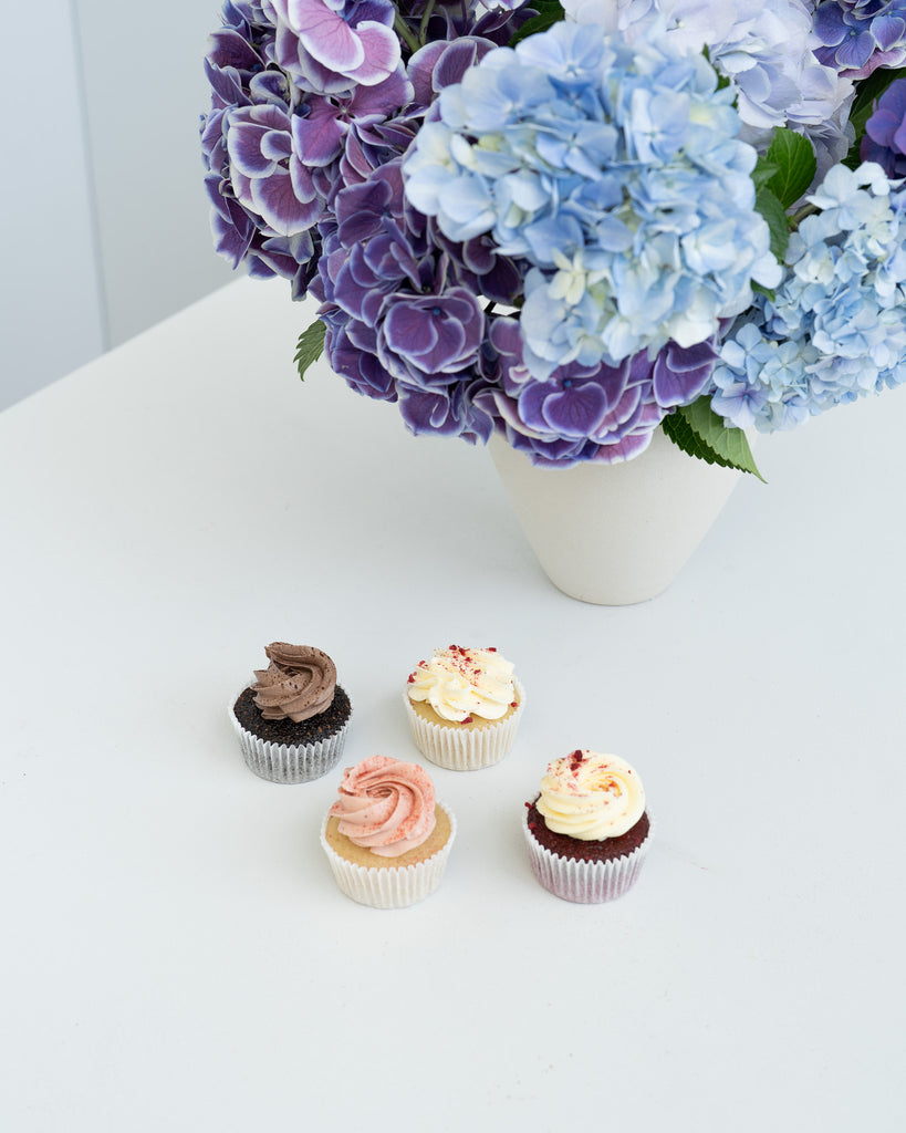 Blue Hyrangea and Cupcakes - Wild Poppies -  Flower - Same Day Flower Delivery Auckland - Auckland Flower Delivery - Florists - boutique gift boxes