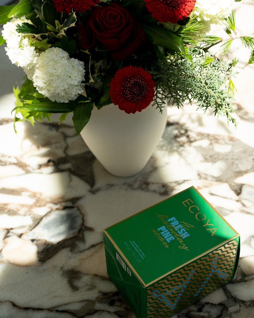 Christmas Posy with Fresh Pine Candle - Wild Poppies -  Flower - Same Day Flower Delivery Auckland - Auckland Flower Delivery \ Florists - boutique gift boxes