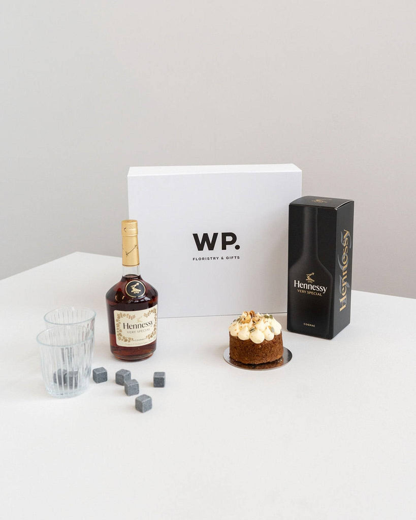 His Cognac & Cake Gift Set - Wild Poppies -  Flower - Same Day Flower Delivery Auckland - Auckland Flower Delivery \ Florists - boutique gift boxes
