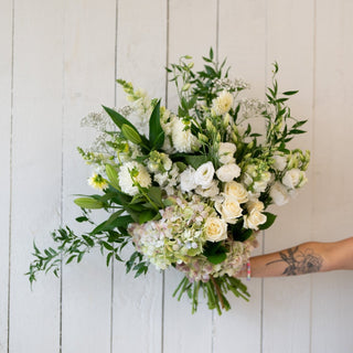 Fresh Whites and Green Bouquet