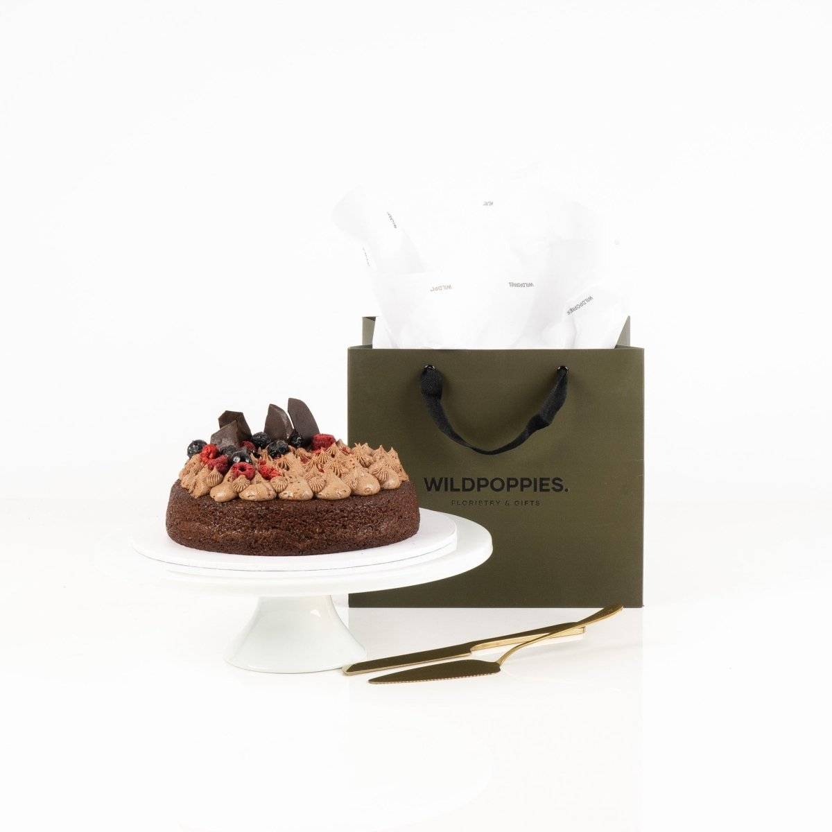 Gluten Free and Vegan Chocolate Cake - Wild Poppies -  Flower - Same Day Flower Delivery Auckland - Auckland Flower Delivery - Florists - boutique gift boxes -