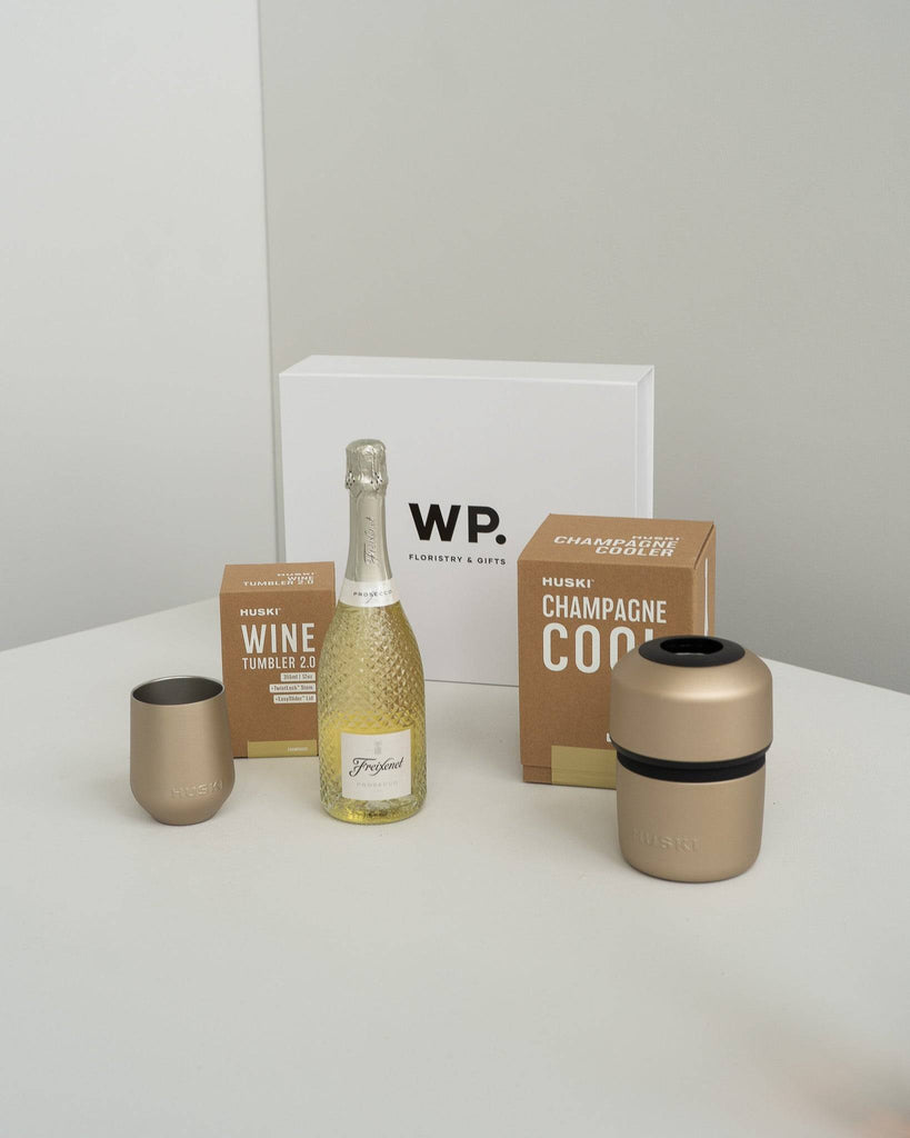 Golden Prosecco Gift Set - Wild Poppies -  Flower - Same Day Flower Delivery Auckland - Auckland Flower Delivery - Florists - boutique gift boxes