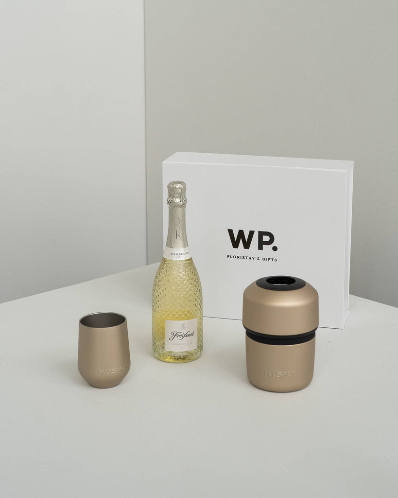 Golden Prosecco Gift Set - Wild Poppies -  Flower - Same Day Flower Delivery Auckland - Auckland Flower Delivery - Florists - boutique gift boxes
