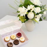 White and Greens with Gourmet Cupcakes - Wild Poppies -  Flower - Same Day Flower Delivery Auckland - Auckland Flower Delivery - Florists - boutique gift boxes