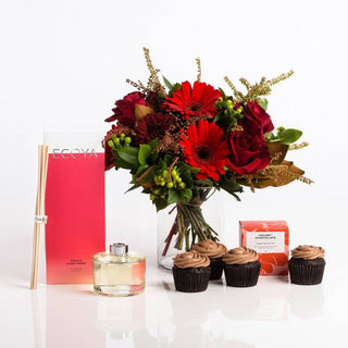 Red Posy, Ecoya & Chocolate Gift Set
