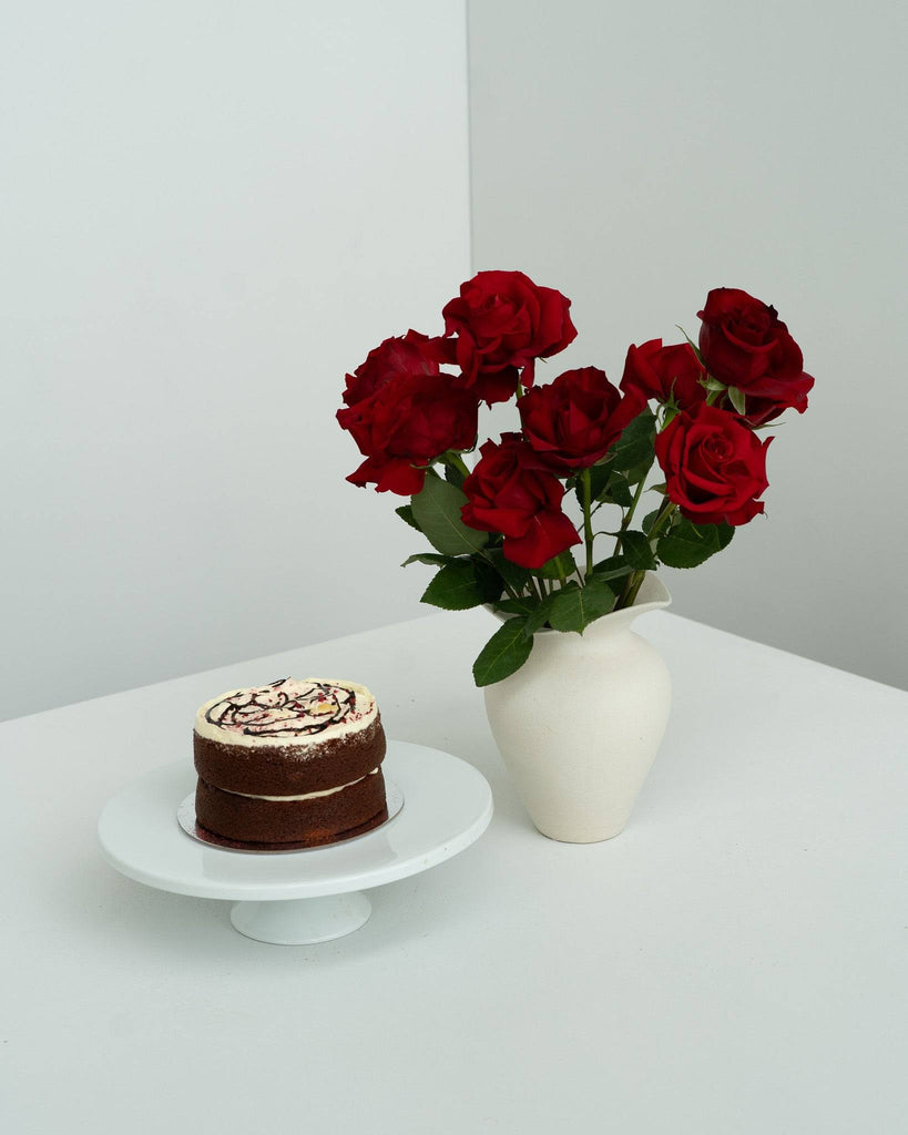 Red Roses & Red Velvet Cake - Wild Poppies -  Flower - Same Day Flower Delivery Auckland - Auckland Flower Delivery - Florists - boutique gift boxes
