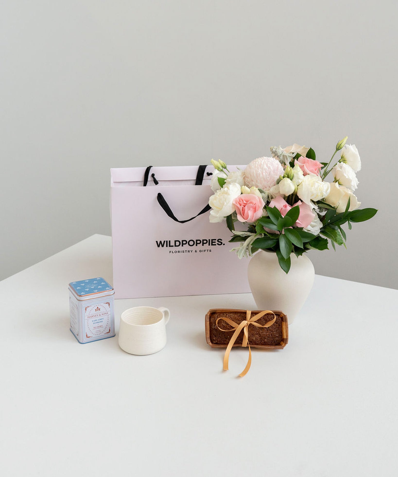 Limited Edition Tea Loaf Gift Set (Free Mug Included) - Wild Poppies -  Flower - Same Day Flower Delivery Auckland - Auckland Flower Delivery \ Florists - boutique gift boxes