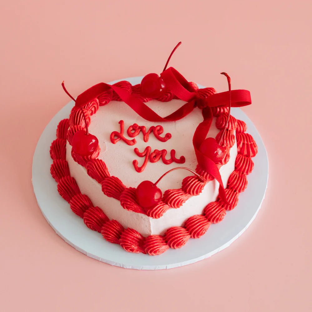 Valentine's Heart Cake - Wild Poppies Add-On Bluebells Cakery