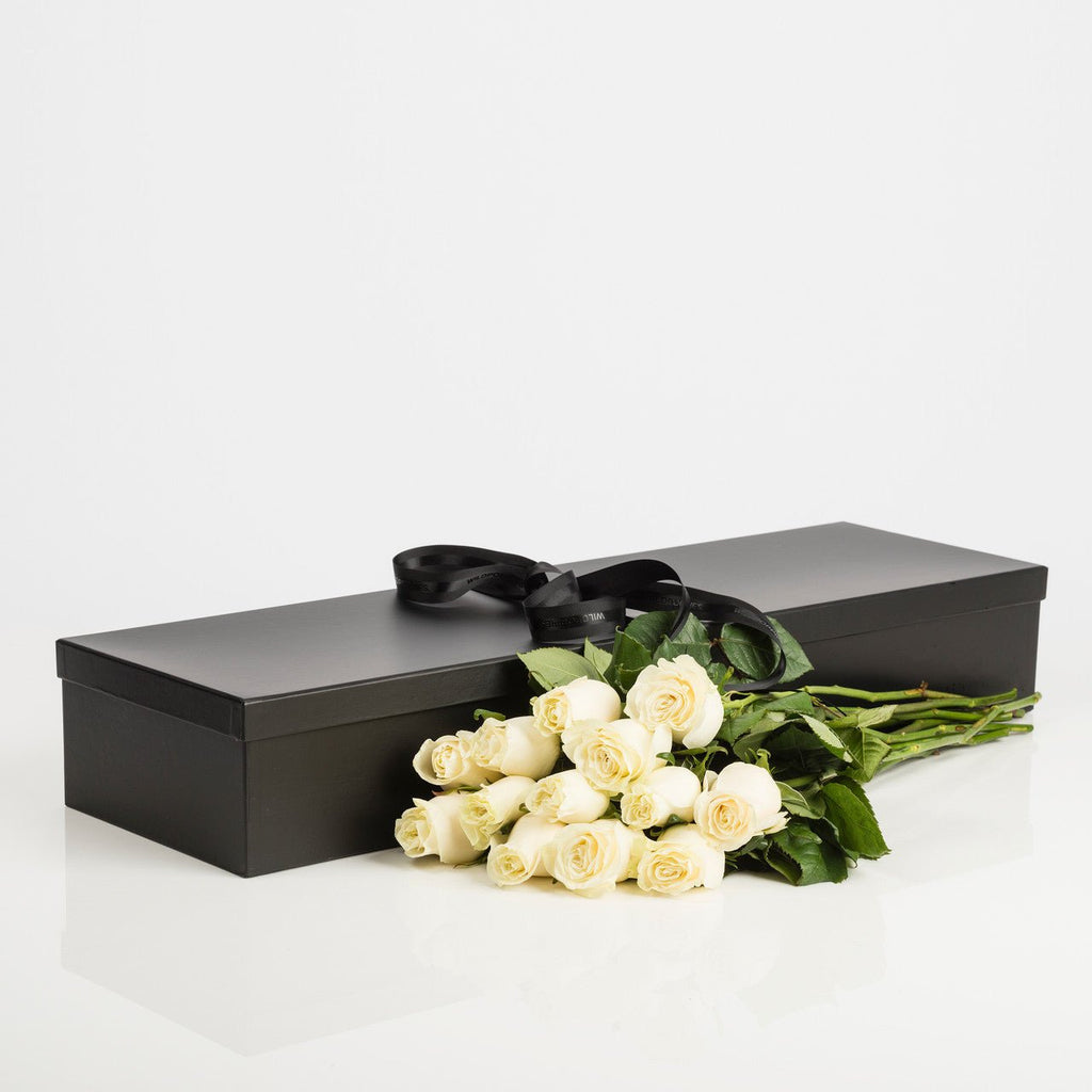 Boxed White Roses - Wild Poppies Flower Wild Poppies